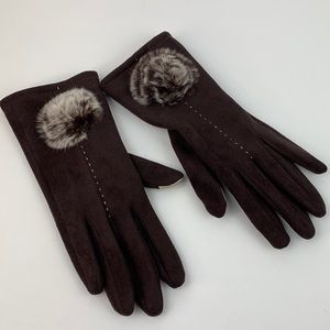 Women’s smart touch brown fleece fashion winter gloves size OSFM